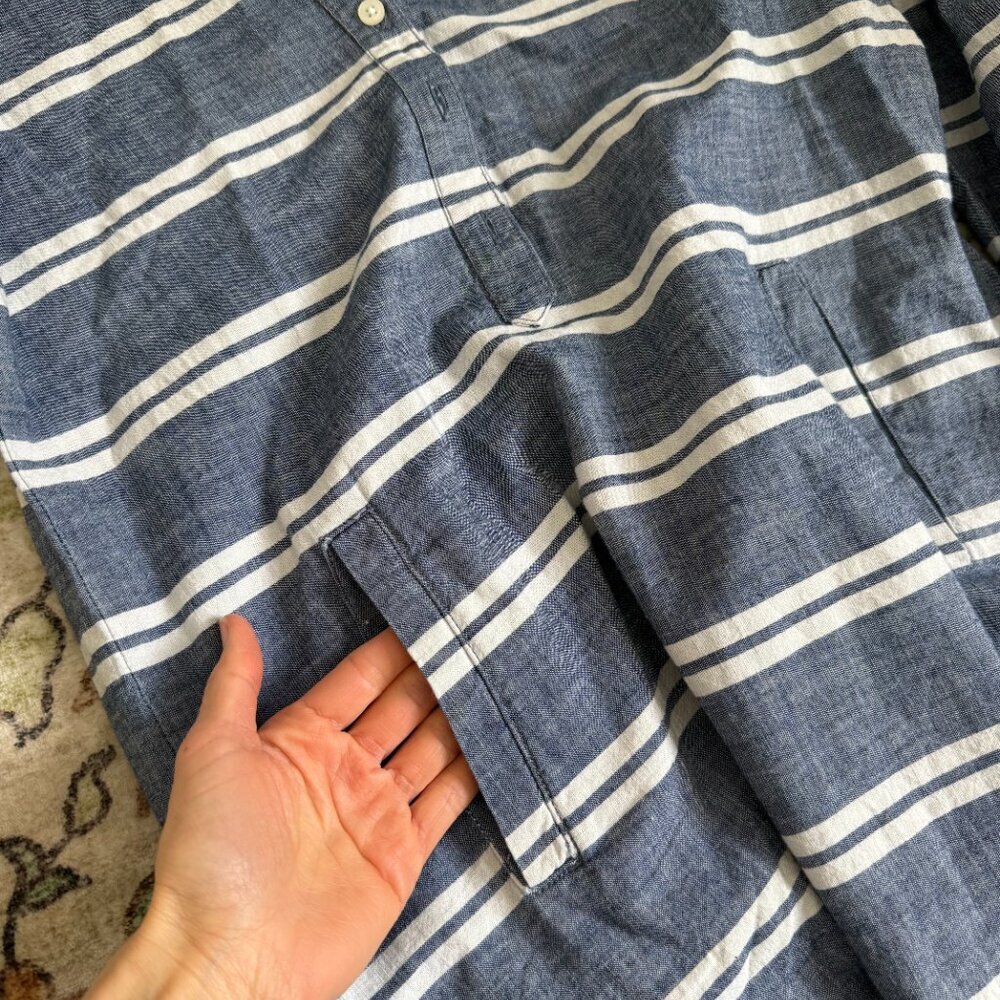 Loft Striped Chambray Cotton Shirtdress Size 6P - Picture 6 of 9